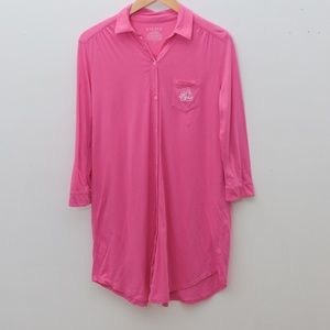 Ralph Lauren Barbie Pink Monogram night shirt 3/4 sleeves